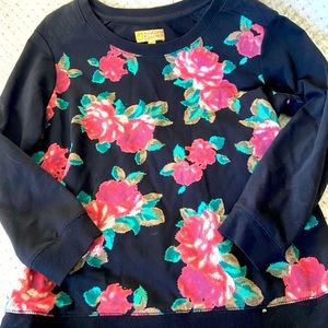Princess Vera Wang Floral Sweater with Quilted Shoulders